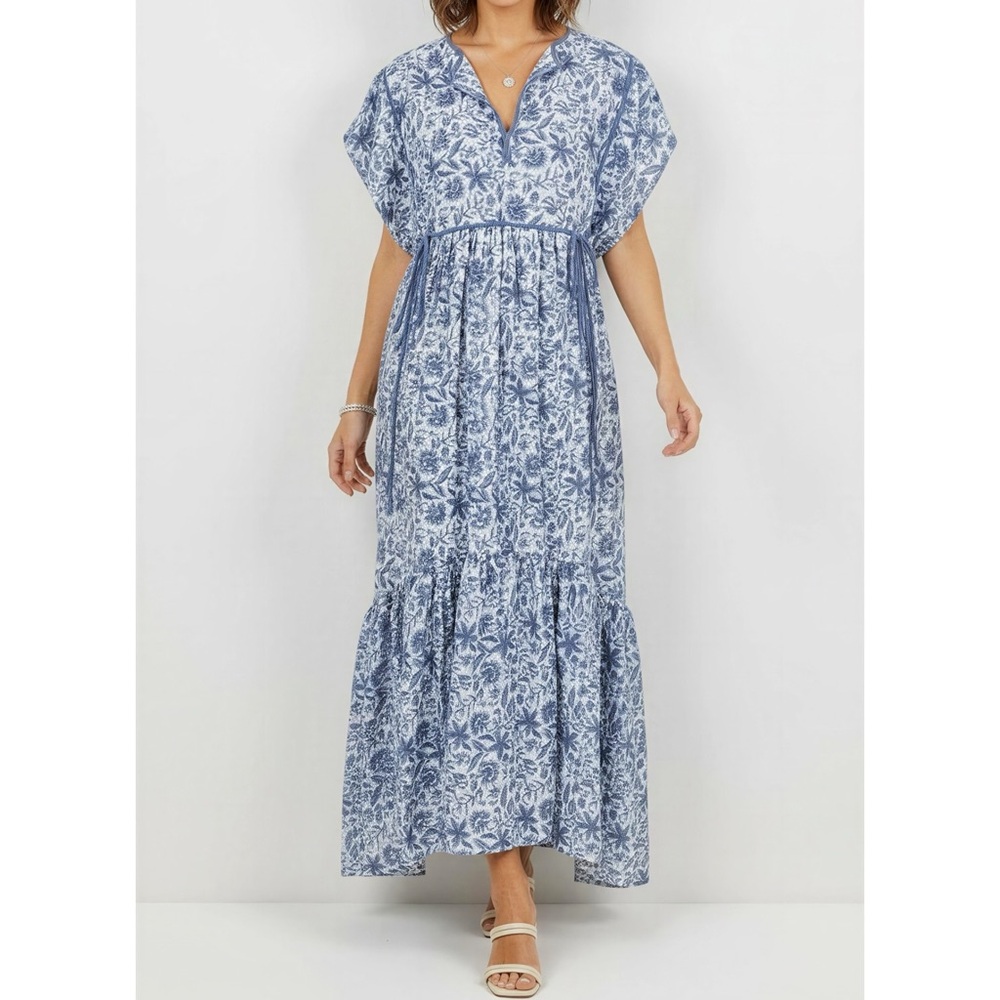 MIRTH Sonoma Silk Cotton Blend Dress, Bluebonnet, XS